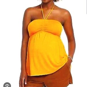 Orange Maternity Halter Babydoll Top Tank Top Isabel Maternity